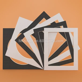 

White/Black Photo Mats Rectangle Square Circle Oval 10inch Paperboard Mounts Textured Surface for Picture Frames Decor 12PCS/Lot