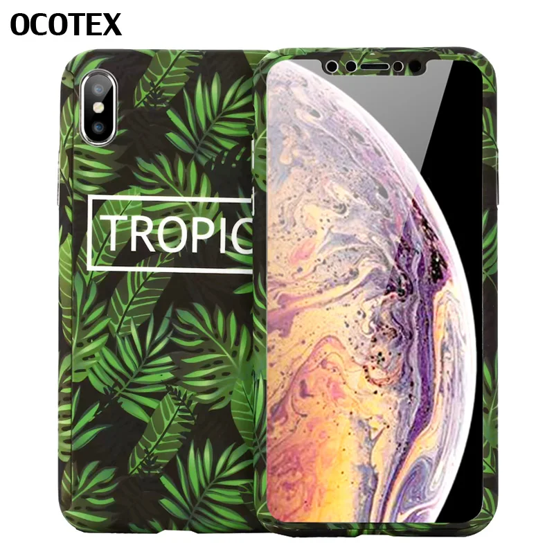 Cqoue для iPhone Xs Max Xr X Тропическое растение лист 360 полностью защищающий жесткий