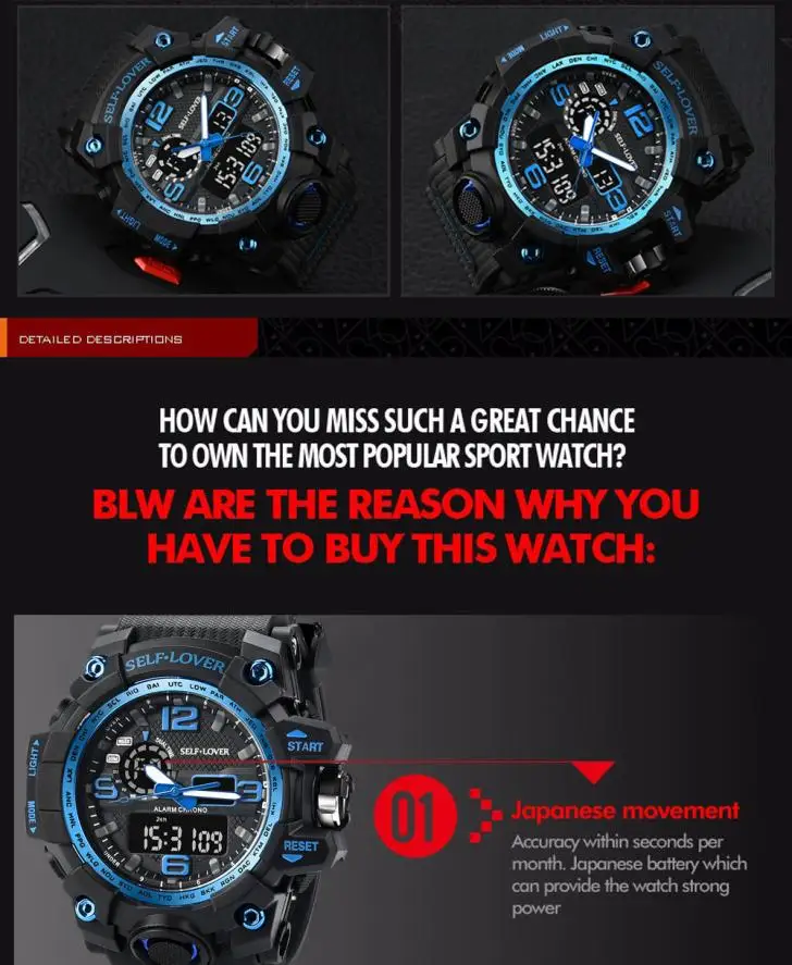Лидирующий бренд, мужские спортивные часы, двойной дисплей, аналоговый цифровой светодиодный, электронные кварцевые наручные часы, водонепроницаемые, для плавания, военные часы