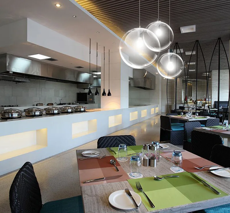 Modern Simple Nordic Glass Ball pendant Lamp Globe Chrome Pendant Lights Kitchen Lights for Dining Room Kitchen Bar Restaurant (3)