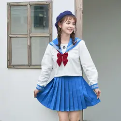 UPHYD модная школьная форма Аниме Костюм японский JK форма светло голубой школьная обувь для девочек хор костюмы моряка