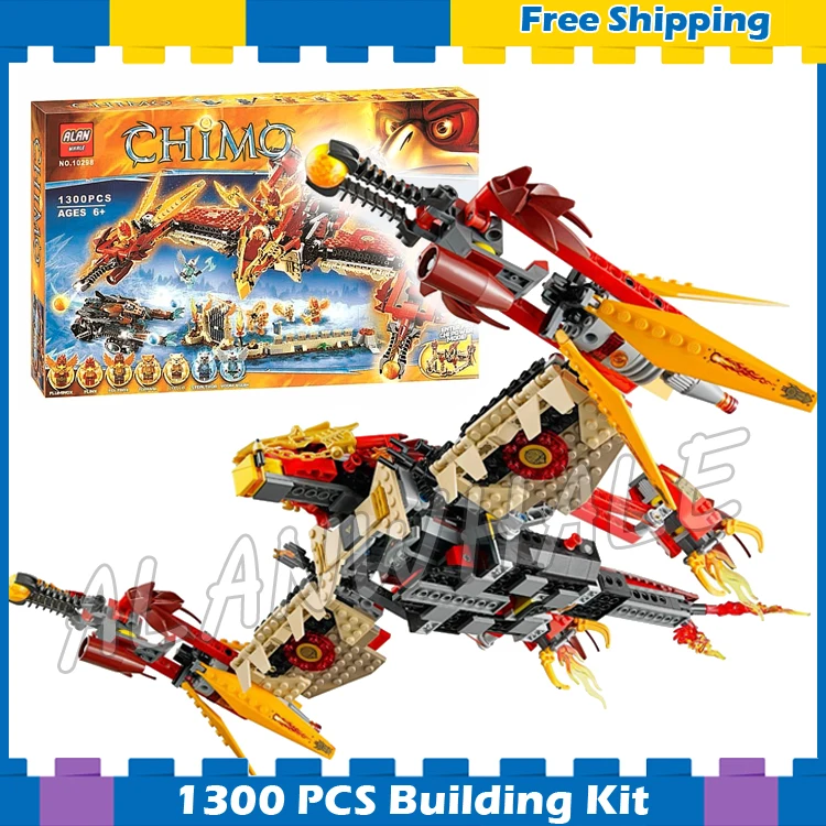 

1300pcs Flying Phoenix Fighter Fire Temple Base Saber-tooth Vehicle 10298 Model Building Blocks Gifts sets Compatible with Lego