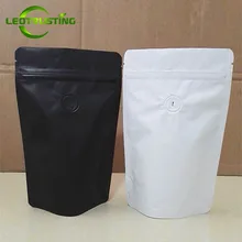 10 sztuk 50g ~ 2 funty ogólne matowy biały/czarny folia aluminiowa kawy zawór torba na zamek zgrzewanie ziarna kawy opakowania woreczki