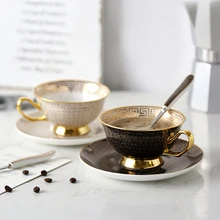 Высокое качество, костяной фарфор, чайная чашка, набор, Классическая сетка, пара, кофейная чашка, набор, европейская позолоченная кофейная чашка, послеобеденный чайный набор, посуда для напитков