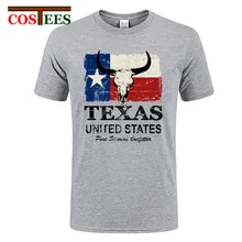 Gran oferta barata al por mayor, Camiseta básica Retro de manga corta de algodón con bandera de Estados Unidos y Texas para hombre, camisetas Vintage con cuello redondo