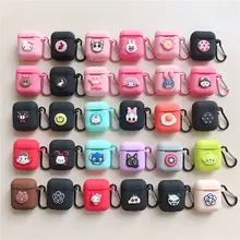 3D cartoon soft matte Silica gel rubber protection case For airpods kawaii cute cover for apple airpods keyring funda