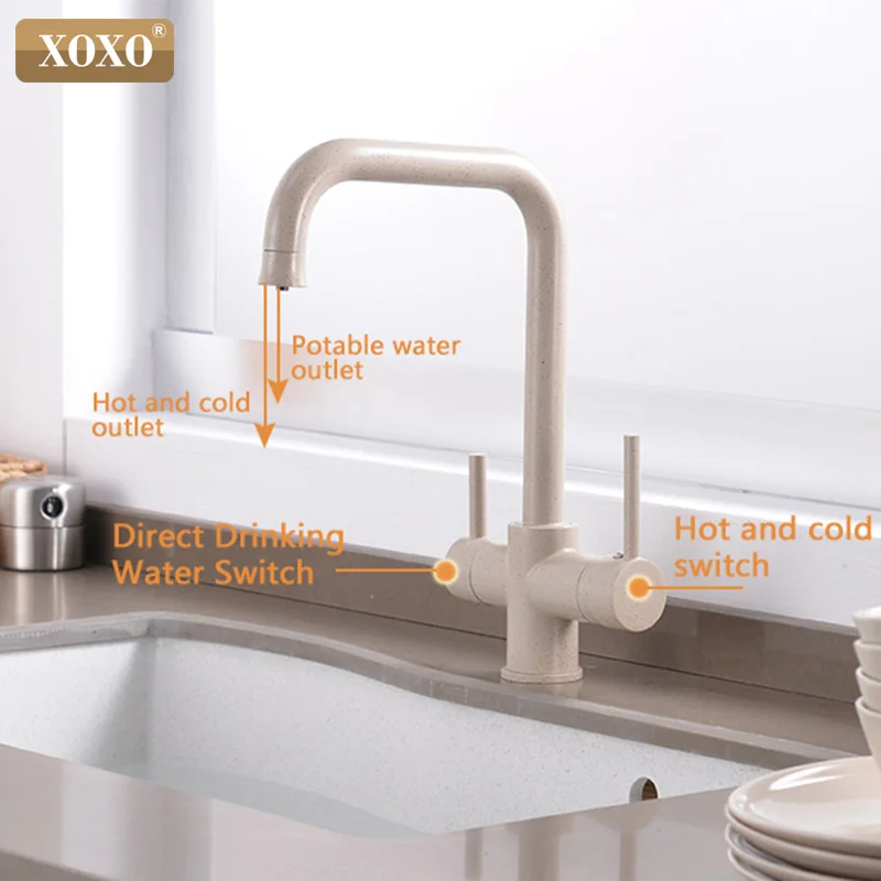  XOXO Filter Kitchen Faucet Drinking Water Blcak Deck Mounted Mixer Tap 360 Rotation Brass Pure Filt - 32918533033