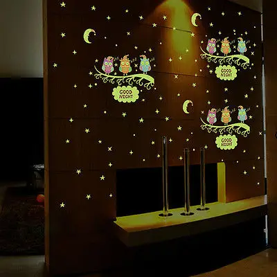 

1Pcs Owl Birds Trees Fluorescent Removable Wall Art Stickers Halloween Decal Baby Kid Room Vinyl Mural Window Sticker 30x60cm