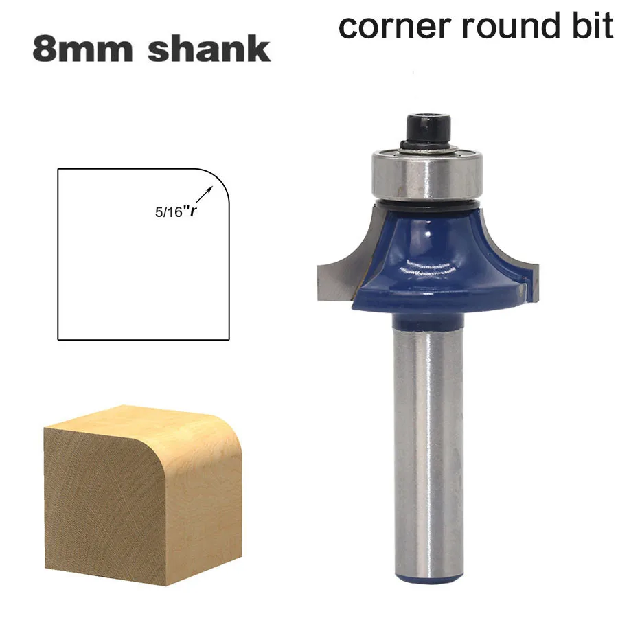 

1pc 8mm Shank Round Over Edge Forming Wood Router Bits With Top Bearing Solid Carbide 2 Flute Cutters For Wood Cheap Price