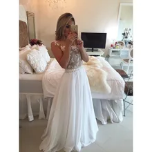 Weiß Elegante 2015 Abendkleid Mit Delicate Appliques Friesen Schärpe Lange Chiffon Abendkleider O-ansatz Sheer Zurück Bodenlangen