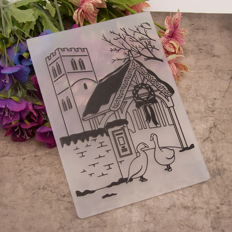 12.7x17.8cm House Goose Embossing folders Plastic Embossing Folder For