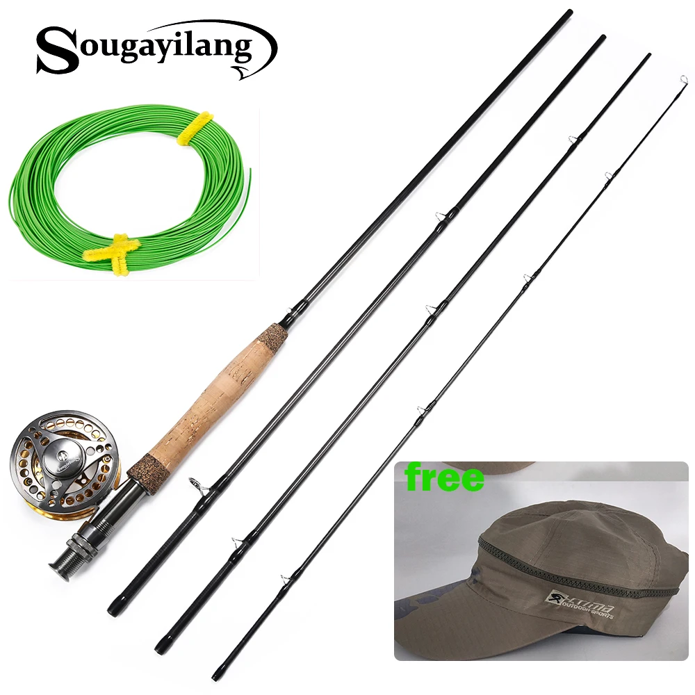 

Sougayilang Fly Fishing Rod Set 2.7M 4 Sections Fly Rod and 4 kinds Fly fishing Reel Combo and Gift Set Fishing Tackle