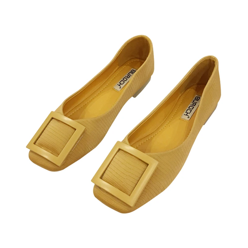 

BUROCH 2019 Autumn Women Loafers Shoes flat shoes women Shallow Boat Shoes Square buckle women's shoes soft sole casual shoes