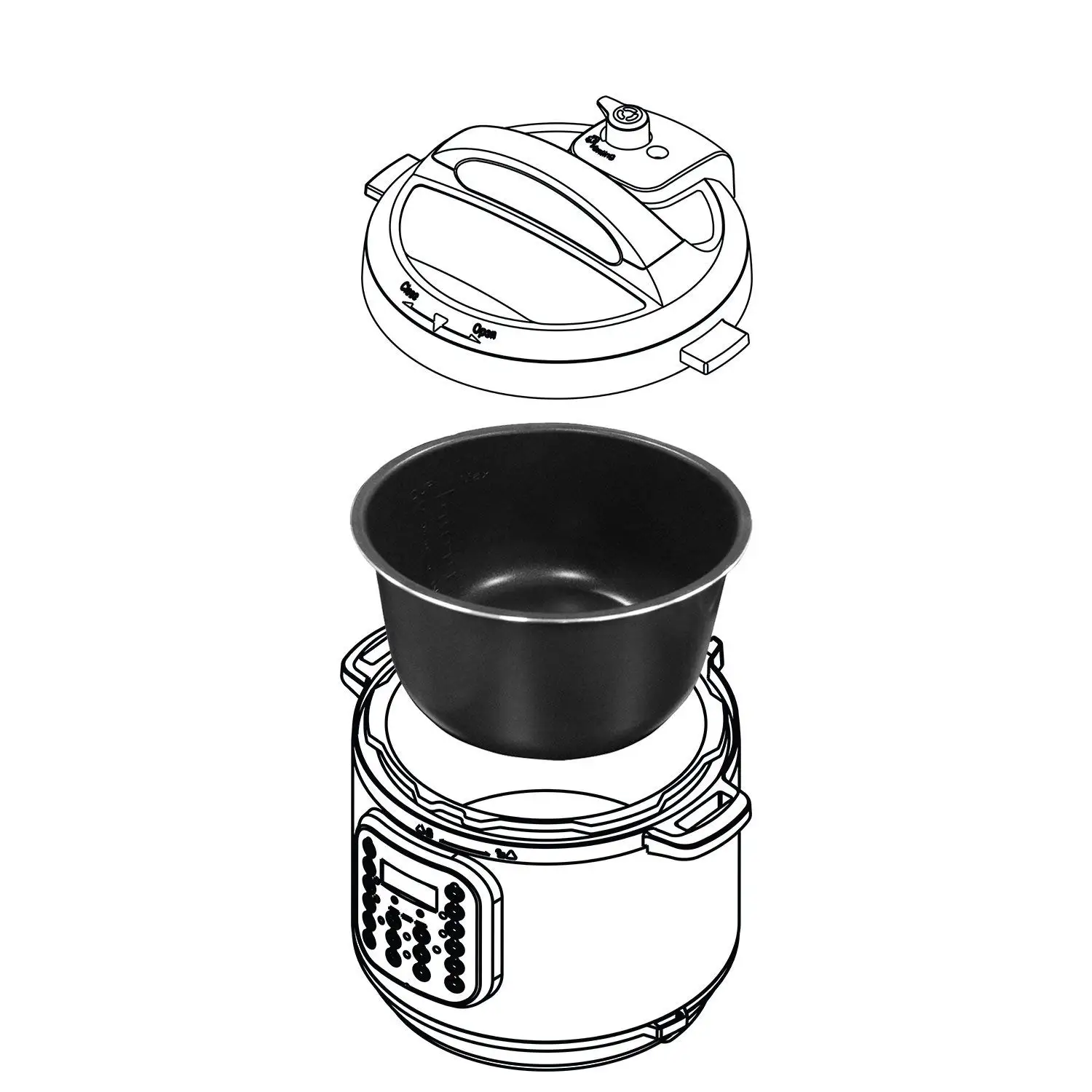 Electric Pressure Cooker Accessories Black Crystal Liner 5L Thick Honeycomb Coating Non-stick Liner Pot