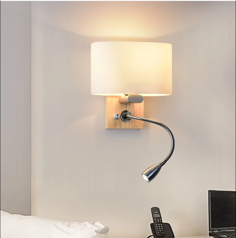 Светодиодный настенный светильник для спальни, прикроватный светильник, регулируемый книжный светильник, настенный светильник, светодиодный настенный светильник s для дома, тканевый туалетный светильник E27