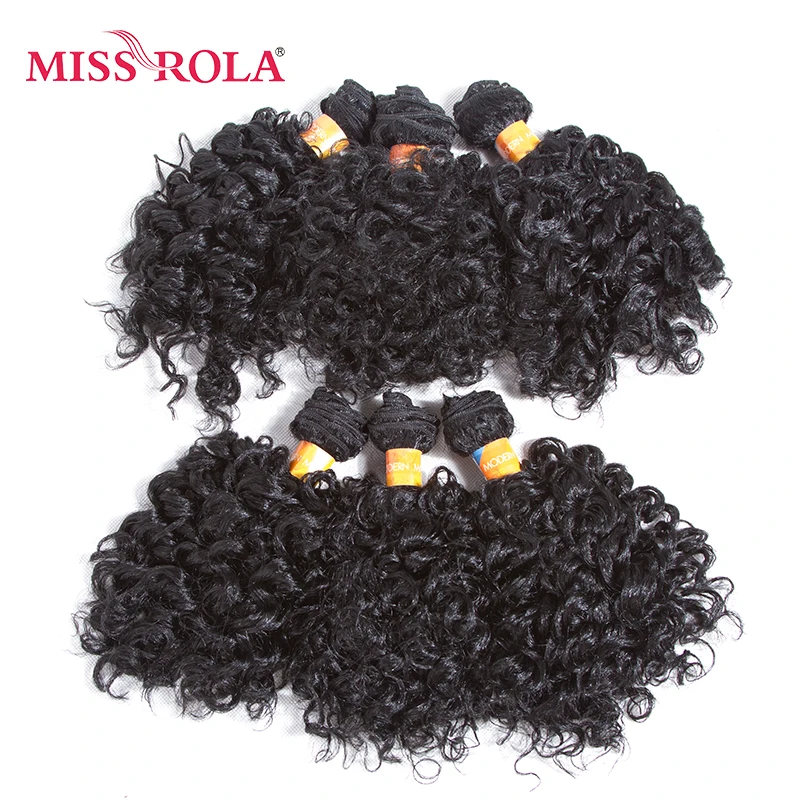 Synthetic Hair Extensions Miss Rola Short Curly Synthetic Hair Extensions 6pcs/Pack Kanekalon Fiber Weave 6 inch Hair Weaving