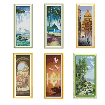 

Landscape Joy Sunday Niagara Falls Counted Cross Stitch Kits 11CT 14CT DMC Cross Stitch Set for Embroidery Home Decor Needlework