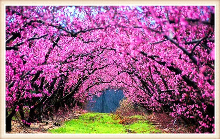 

5D Diamond Embroidery DIY Peach blossom forest square Pictures Diamond Mosaic Needlework Cross Stitch Kits Home Decor Canvas