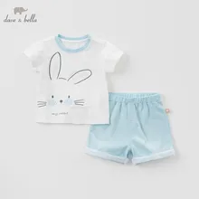Dave bella/летние комплекты одежды для малышей Одежда с принтом для мальчиков детская футболка+ шорты комплекты из 2 предметов одежда для малышей DBZ7731