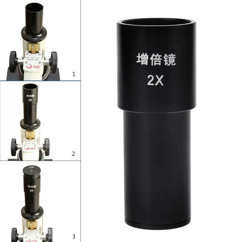 

2X Bio-microscope Barlow Lens Mounted Biological Microscope Eyepiece Adapter Size 23.2mm