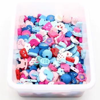 

50pcs Wooden Beads Multicolor Spacer Beading Wood Bead for jewelry Making DIY Baby Crafts Kids Toys & Pacifier Clip
