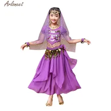 Одежда arloneet обувь для девочек Дети Красота танец живота костюм для индийских танцев топ+ юбка комплект ребенок Твердые блестками танцевальный наряд