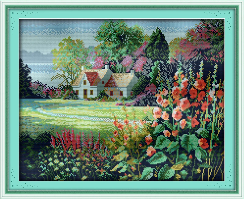 Набор для вышивки крестиком пейзаж природы lanscape garden 14ct 11ct холстом вышивка сделай