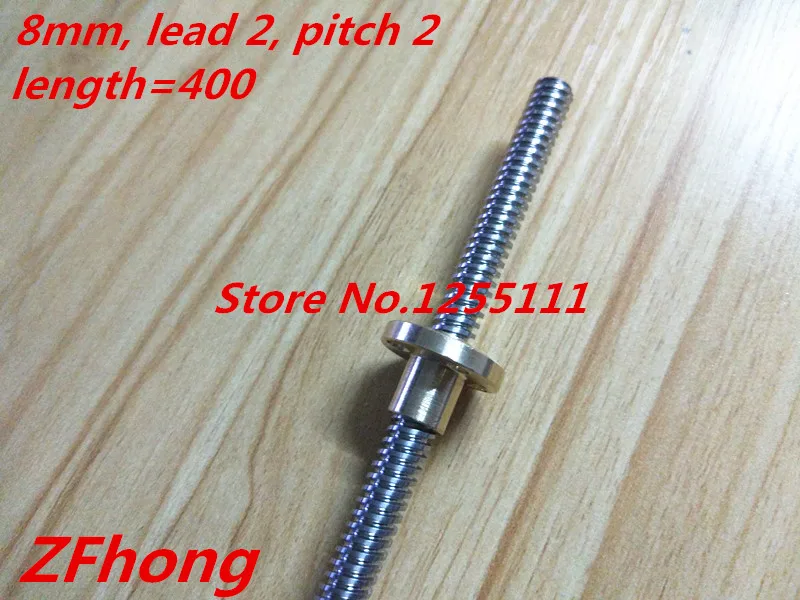 

3D Printer THSL-400-8D Lead Screw Dia 8MM Pitch 2mm Lead 2mm Length 400mm with Copper Nut