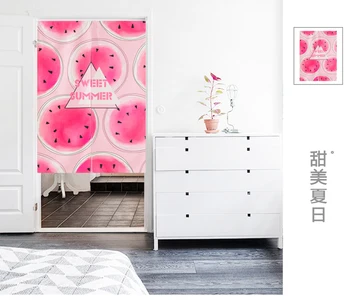 

Children room divider kitchen door curtains fruit watermelon window treatments rod pocket printed Japanese curtain decoration