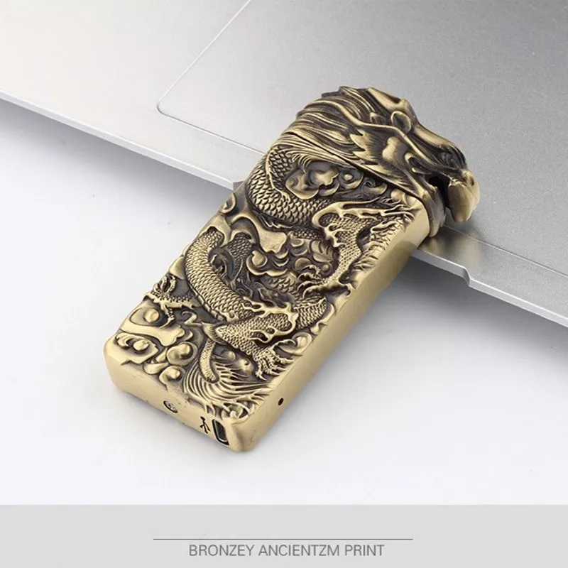 Брендовая электрическая зажигалка с подключением к USB Dragon Pulse Arc Зажигалка Ветрозащитная encendedor 3D embossment Зажигалка для сигарет и сигар бездымные