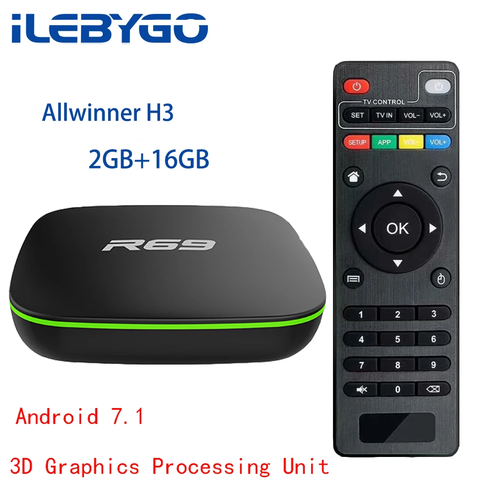 Приставка Ilebygo R69 для Smart TV Android 7 1 ГБ 8 четырехъядерный процессор Allwinner H3 Wi Fi 2 4 ГГц