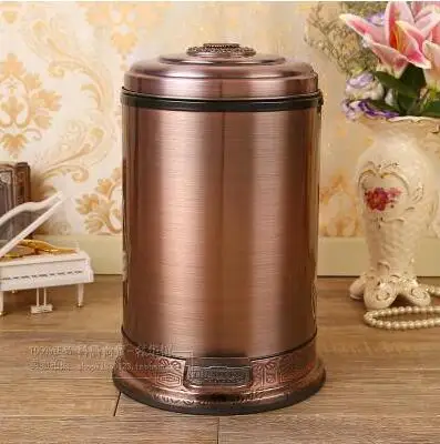 Luxury 10/6 gold color stainless steel metal trash bins garbage cans with  foot pedal trash box for home decor LJT011