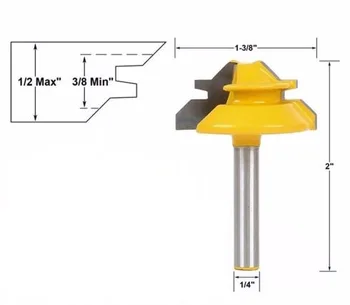 

1Pc 45 Degree Lock Miter Router Bit 1/4 Inch Shank Woodworking Tenon Milling Cutter Tool Drilling Milling For Wood Carbide Alloy