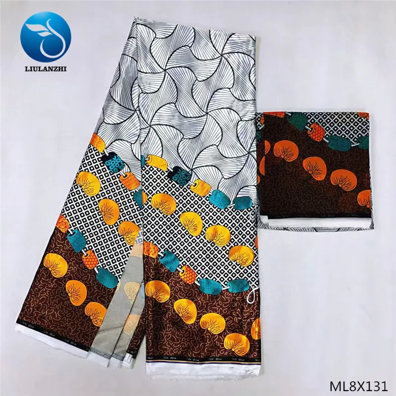 

LIULANZHI New Arrival Silk Wax Prints Cloth Imitated African Soft Wax Fabric Silk Fabric ML8X131