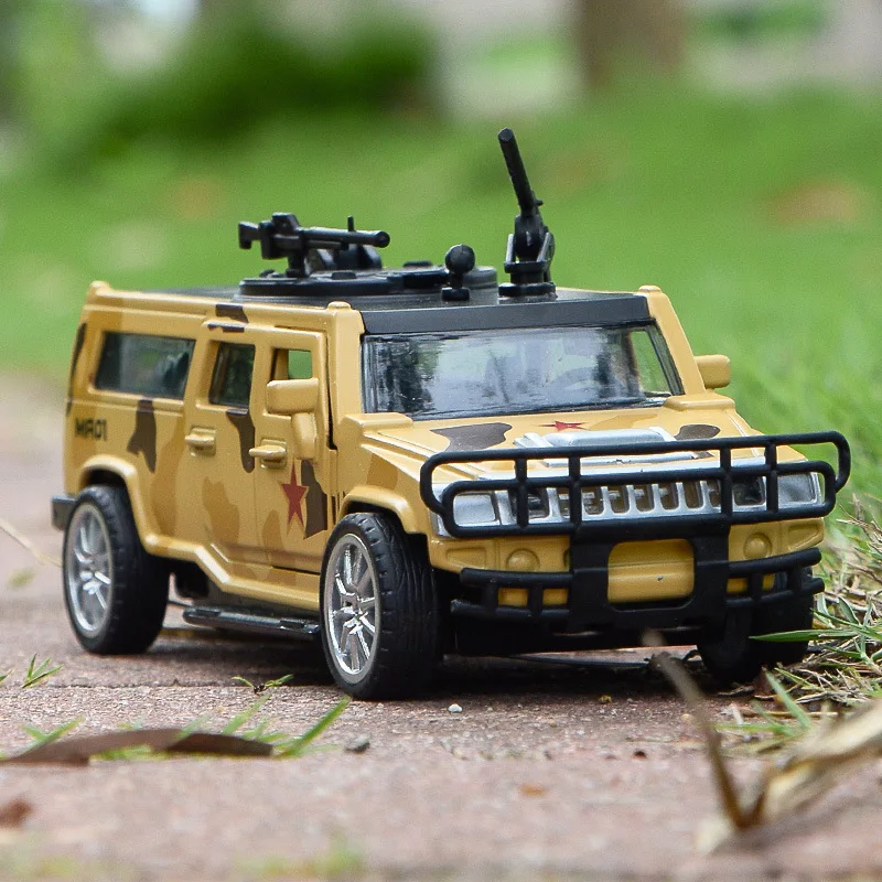 

Simulated Hummer Alloy Vehicle Model Children's Acousto-optic Vehicle Fire Truck Car Toy 1:32 Pull Back Flashing Musical Diecast