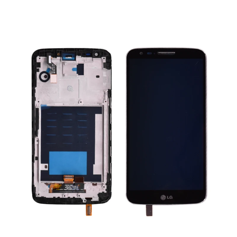 Pаспродажа Оригинальный Для LG G2 D802 ЖК дисплей сенсорный экран + дигитайзер в сборе с рамкой черно белый ЖК дисплей без рамки для G2 D802