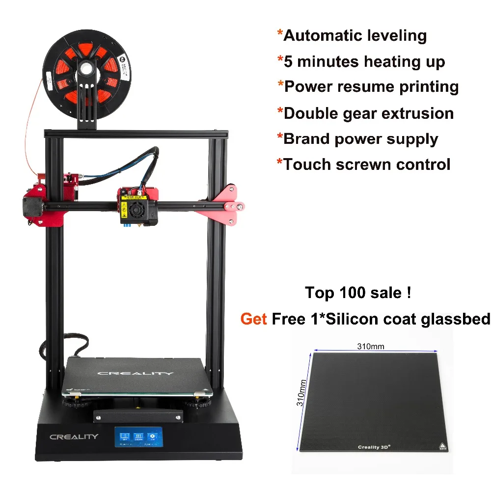 

CREALITY CR-10S Pro 3D Printer assembled Auto Leveling Touch LCD Double Extrusion Resume Printing Filament Detection Funtion