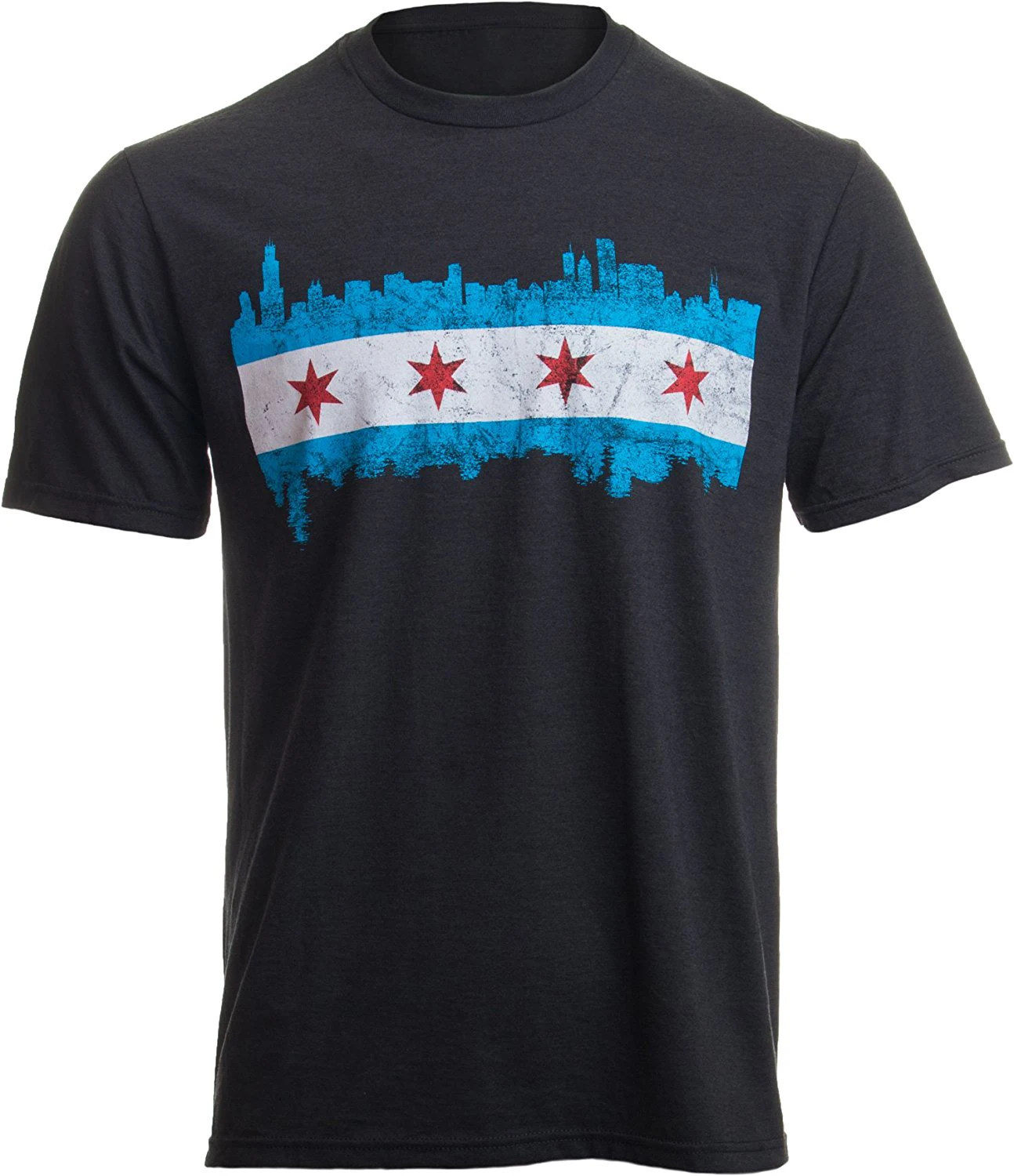 Chicago City Flag Skyline Vintage Retro Feel Triblend T Shirt For Men