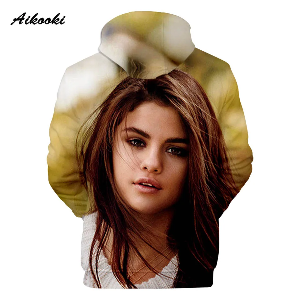 Aikooki 3D Selena Gomez толстовки для мужчин/женщин Толстовка Зимняя с капюшоном певица Selena Gomez модная одежда