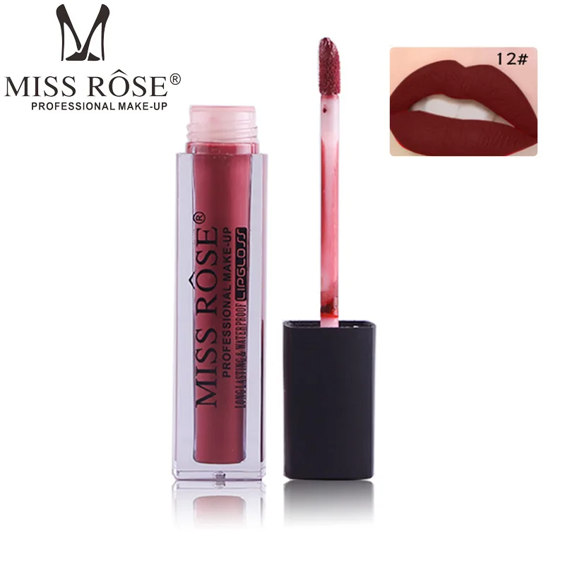 Бренд miss rose square batom Водонепроницаемая матовая увлажняющая жидкая губная помада оттеночный блеск для губ легко для ухода за губами 12 цветов Блеск для губ