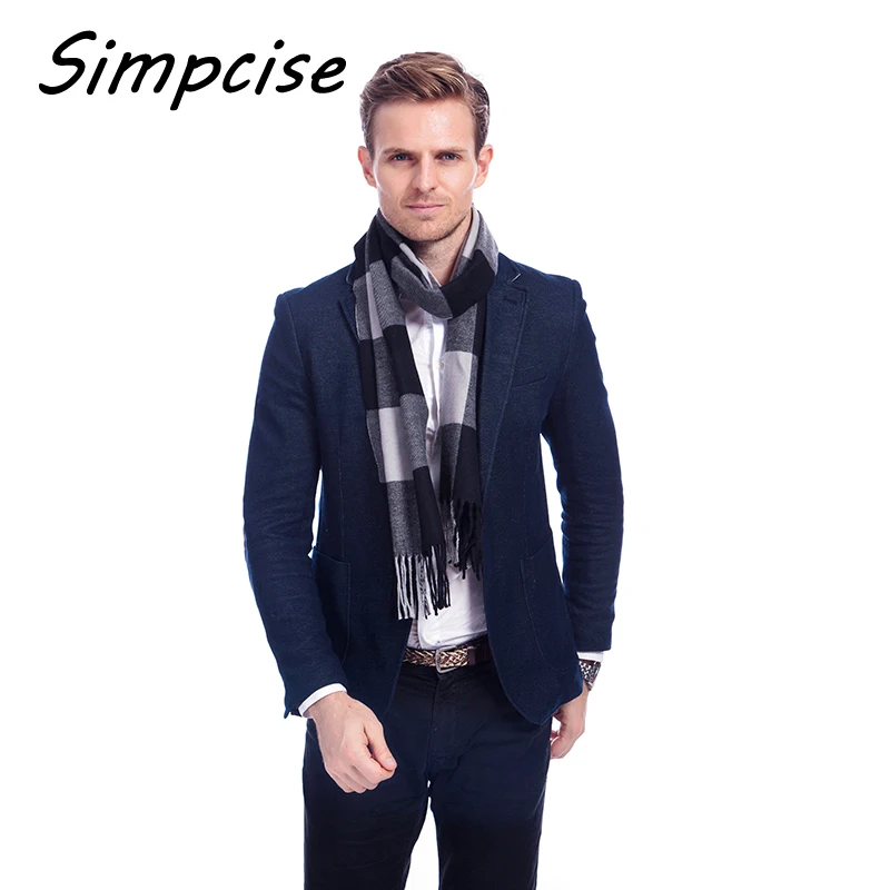 [Simpcise] 2017 New Winter Autumn Long Soft Acrylic Plaid Scarf Wrap Shawl Scarf Style Man Scarves A3A17535 mens snood scarf