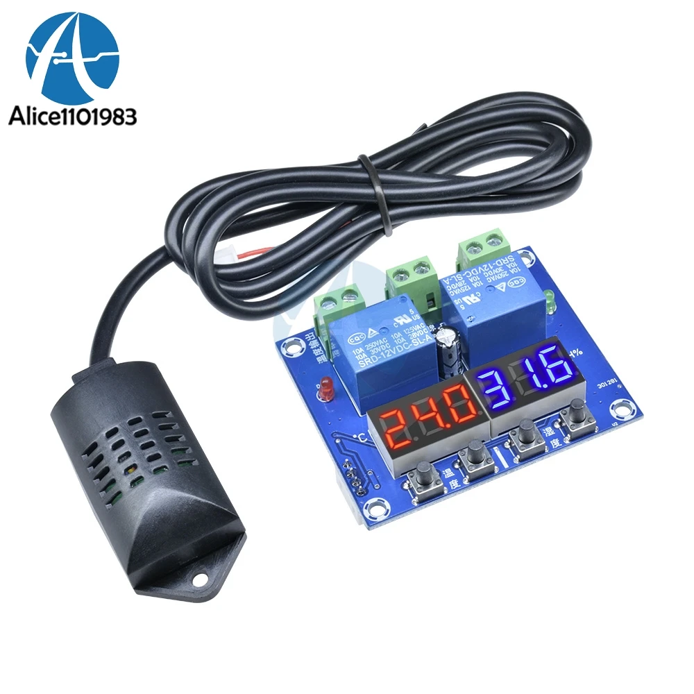 

XH-M452 LED Digital Display Thermostat Temperature Humidity Control Thermometer Hygrometer Controller Module DC 12V Dual Output