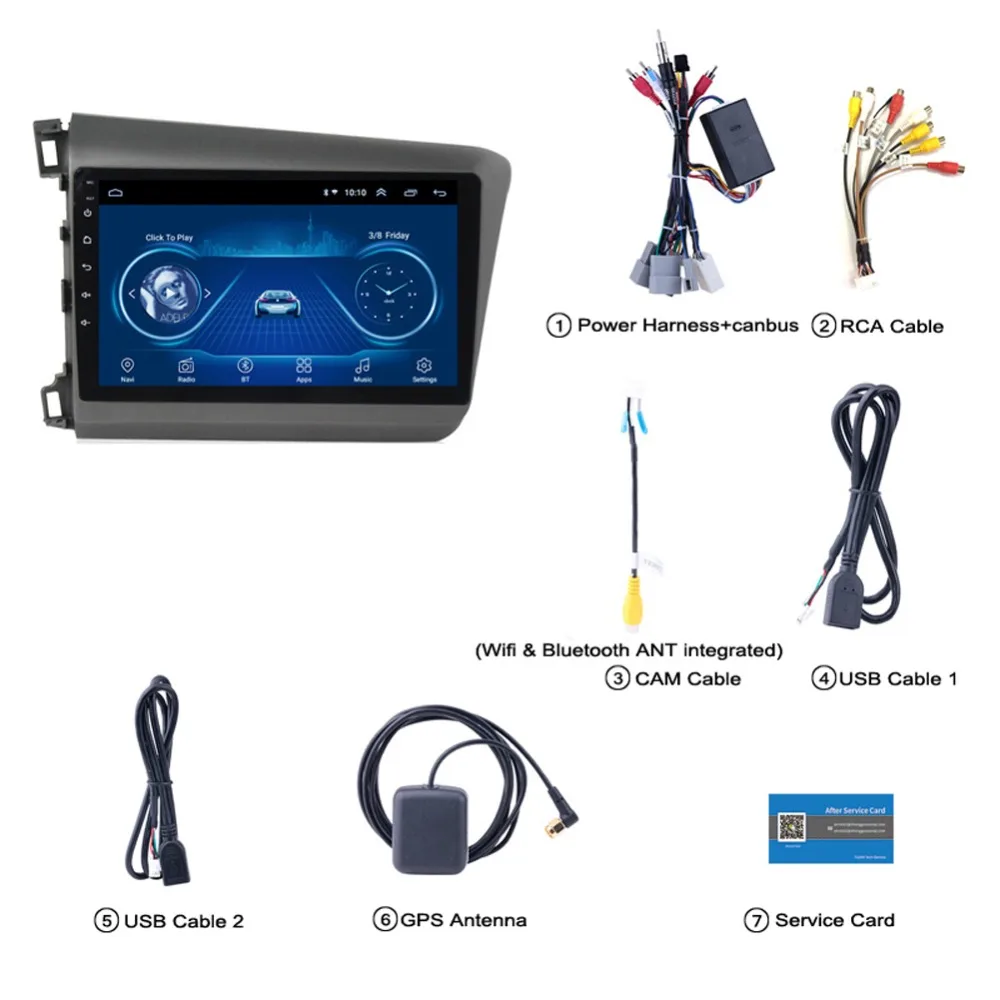 Clearance Super Slim Touch Screen Android 8.1 radio GPS Navigation for Honda Civic 2012 2013 headunit tablets Stereo Multimedia Bluetooth 2