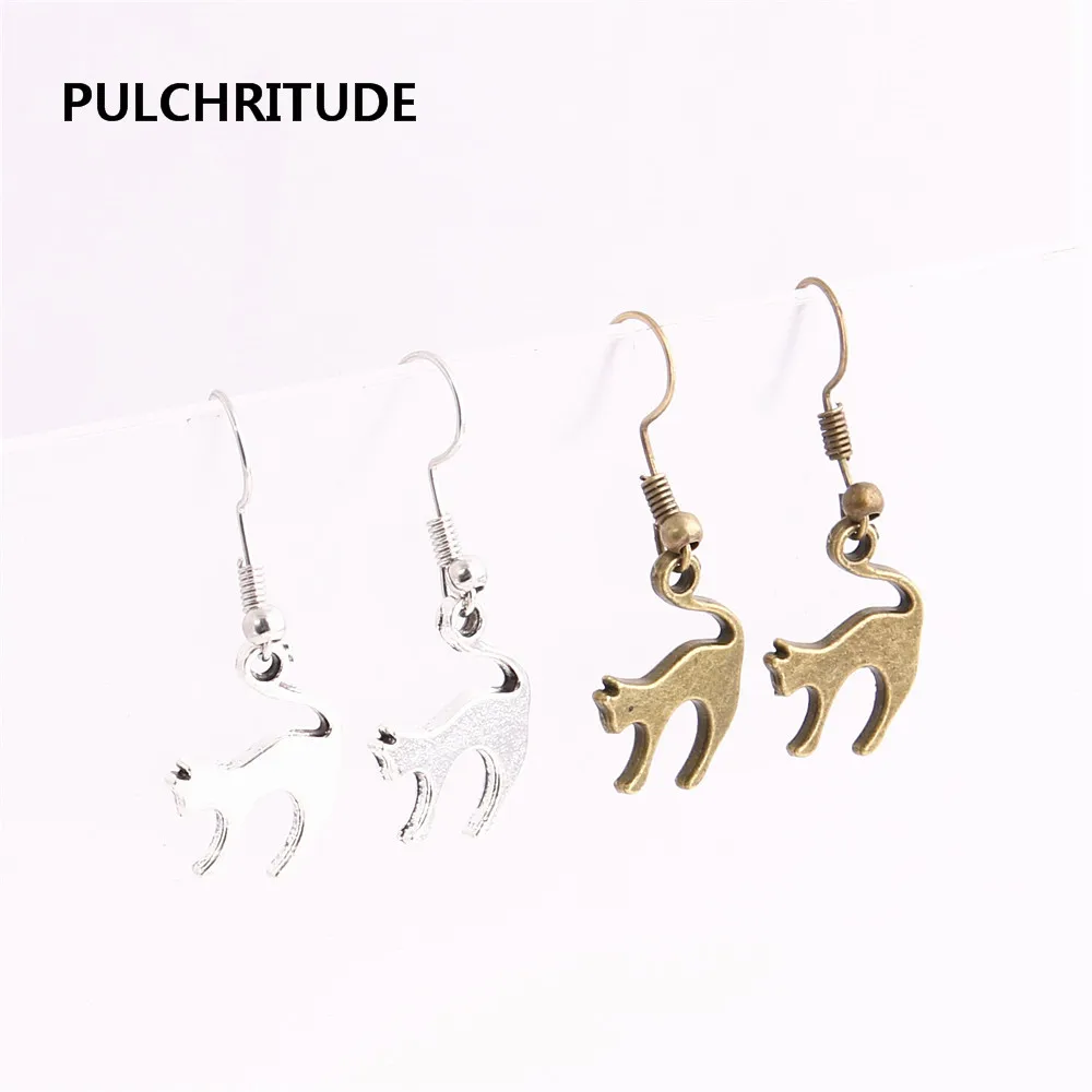 

PULCHRITUDE 20pcs/lot Metal Alloy Zinc Cat Pendant Charm Drop Earing Diy Jewelry Making C0684