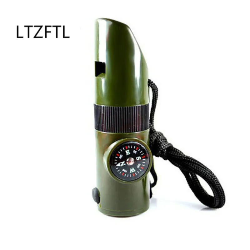 Фото 7 in 1 Mini SOS Survival Kit Camping Whistle With Compass Thermometer Flashlight Magnifier tools | Инструменты