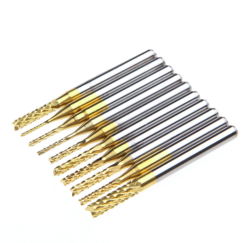 

10Pcs 1/8'' 0.8-3.175mm PCB Drill Bit Engraving Cutter Rotary CNC End Mill Set