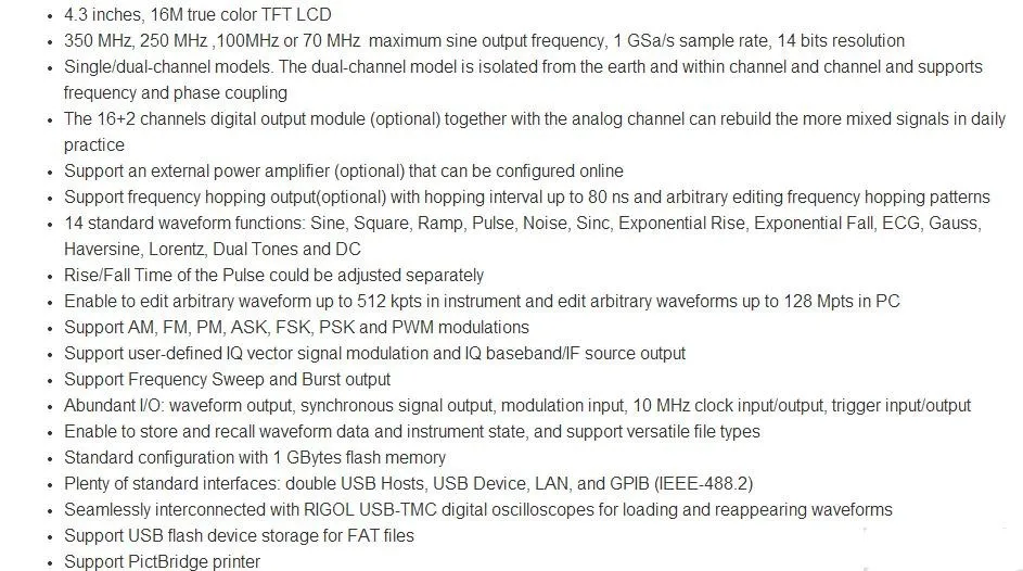 RIGOLDG5101 100 МГц Пропускная способность 1 GSa/s функция/генератор сигналов произвольной формы/генератор волн