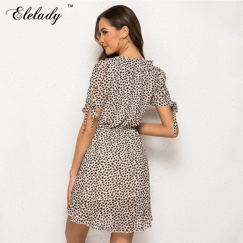 Elelady Новый леопардовый летние платья женские пикантные короткое для пляжной