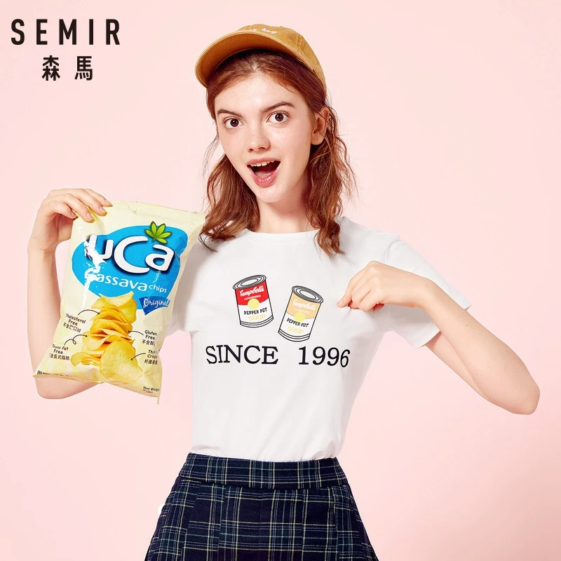 SEMIR женская футболка с коротким рукавом мотивом принтом топы Летняя Модная