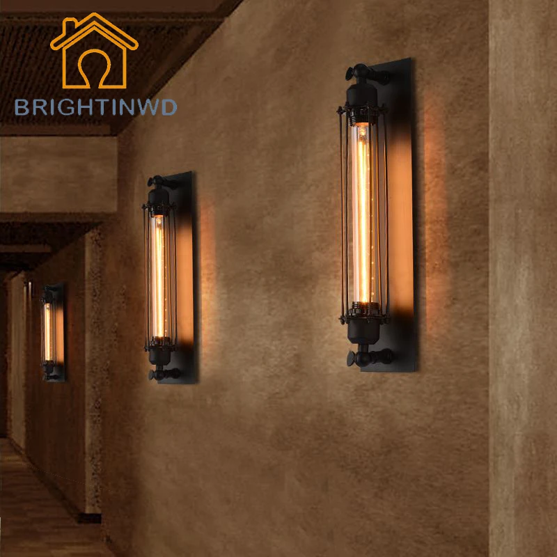 110V 220V E27 Loft Style Retro Wall Lamp Holder With 40W Edison Light font b Bulb